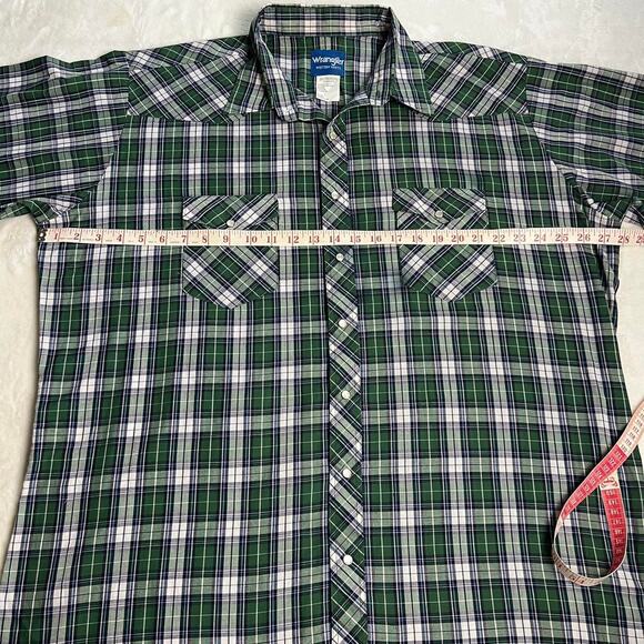 Wrangler green plaid Pearl Snap button down western shirt size 2XL - Picture 3 of 7